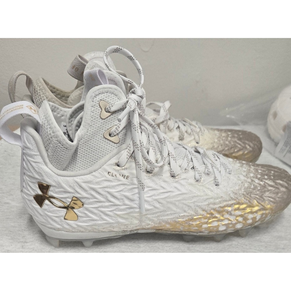 Under Armour Clone Blur Football Cleats White Gold Mens 10 3026343-100